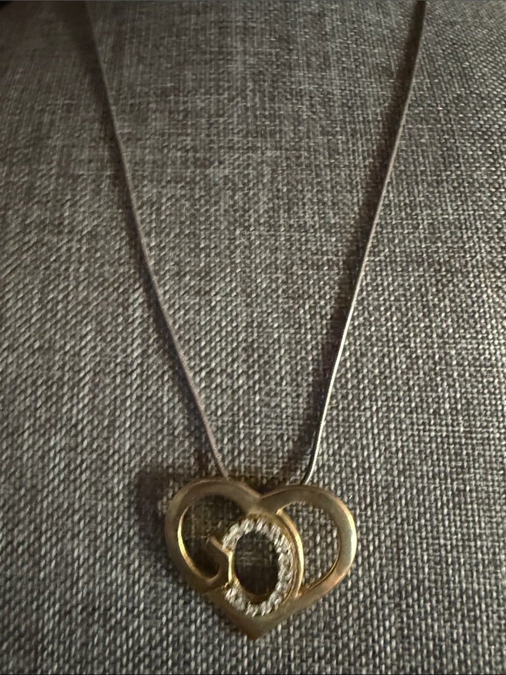 Gold Heart Pendant Necklace with Crystal Accent - Women Jewelry
